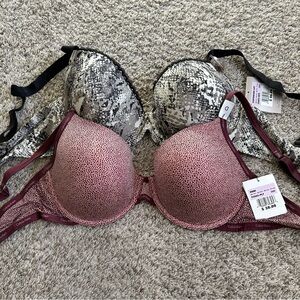 Calvin Klein Snakeskin and Burgundy Bra Set